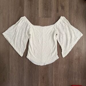 Free People Lace Off Shoulder Bell Sleeve Boho Size Large Festival Cottagecore